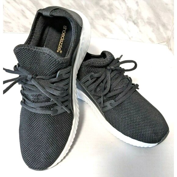 New Shoedazzle Velinda Women Sneakers Black Textile Faux Leather Upper Size 10 - Picture 2 of 6